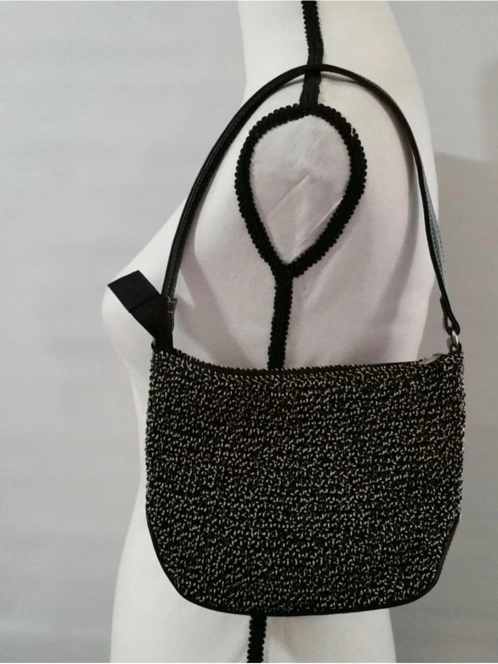 NWT The Sak Crocheted Hobo Sedona Mini Bag with Black Leather Trim
